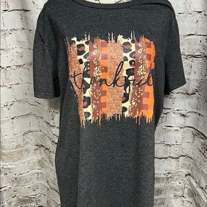 Women’s “Thankful” Graphic Tee Charcoal Gray Fall T-Shirt XXL